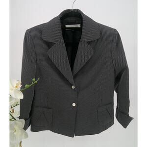 Tahari Arthur Levine Womens Size 8P Black Two Button Single Breasted Blazer